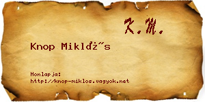 Knop Miklós névjegykártya